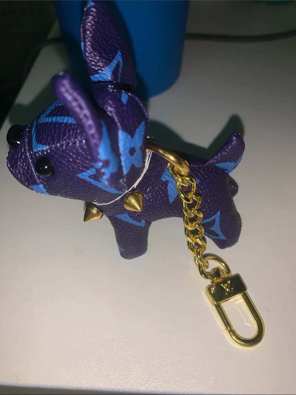 Monogram French bulldog purse/bag charm keychain